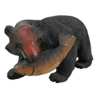 Japanese Wooden Carved Ainu Bear Statue Vtg Sculpture Hokkaido Brown AB119
