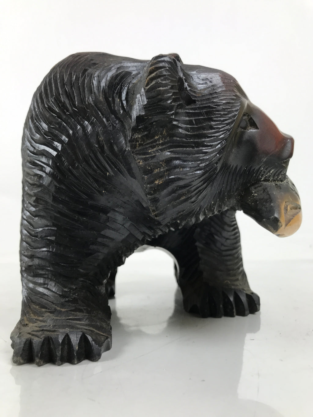 Japanese Wooden Carved Ainu Bear Statue Vtg Sculpture Hokkaido Brown AB120