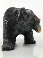 Japanese Wooden Carved Ainu Bear Statue Vtg Sculpture Hokkaido Brown AB120