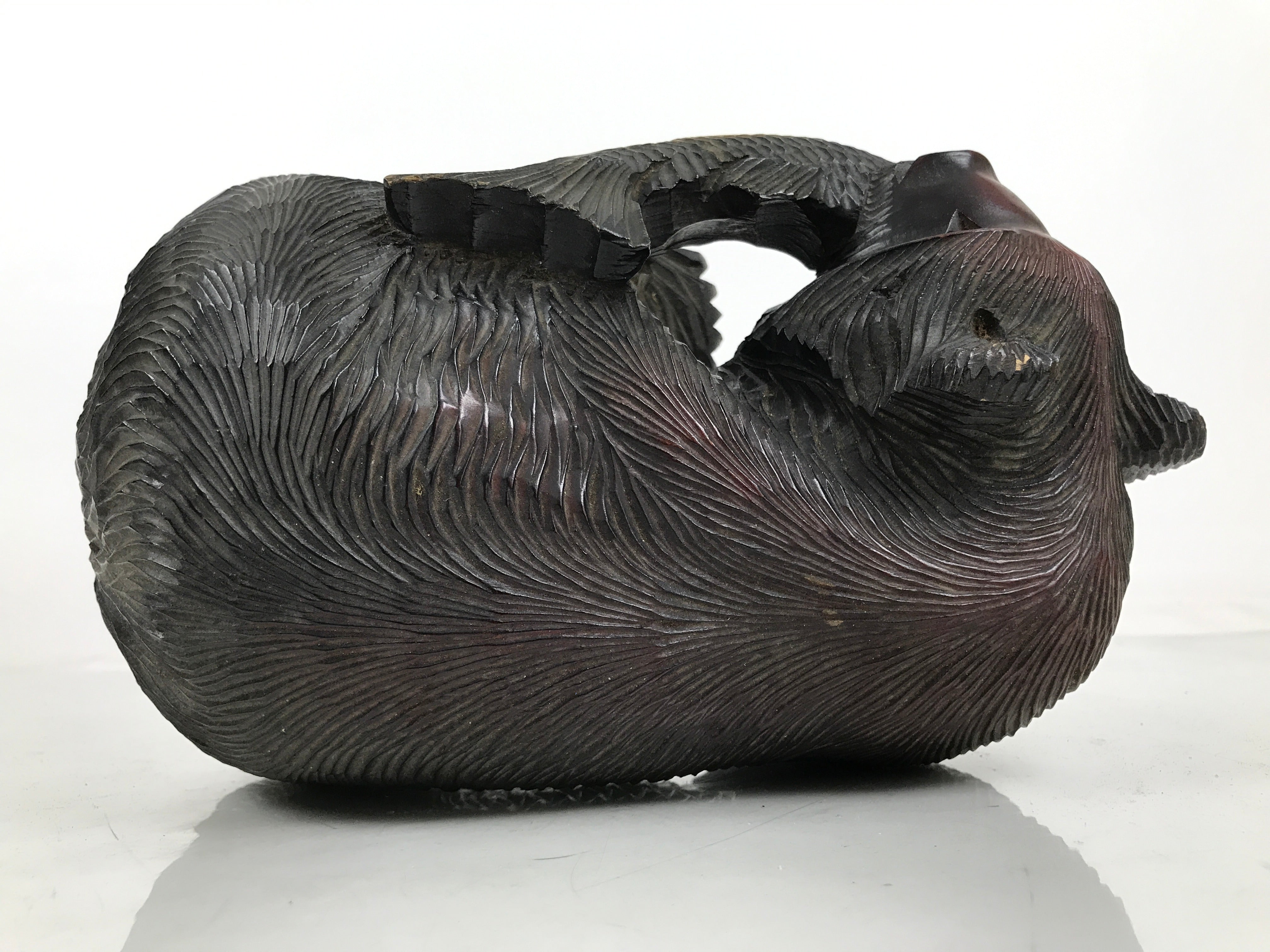 Japanese Wooden Carved Ainu Bear Statue Vtg Sculpture Hokkaido Brown AB120