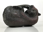 Japanese Wooden Carved Ainu Bear Statue Vtg Sculpture Hokkaido Brown AB120