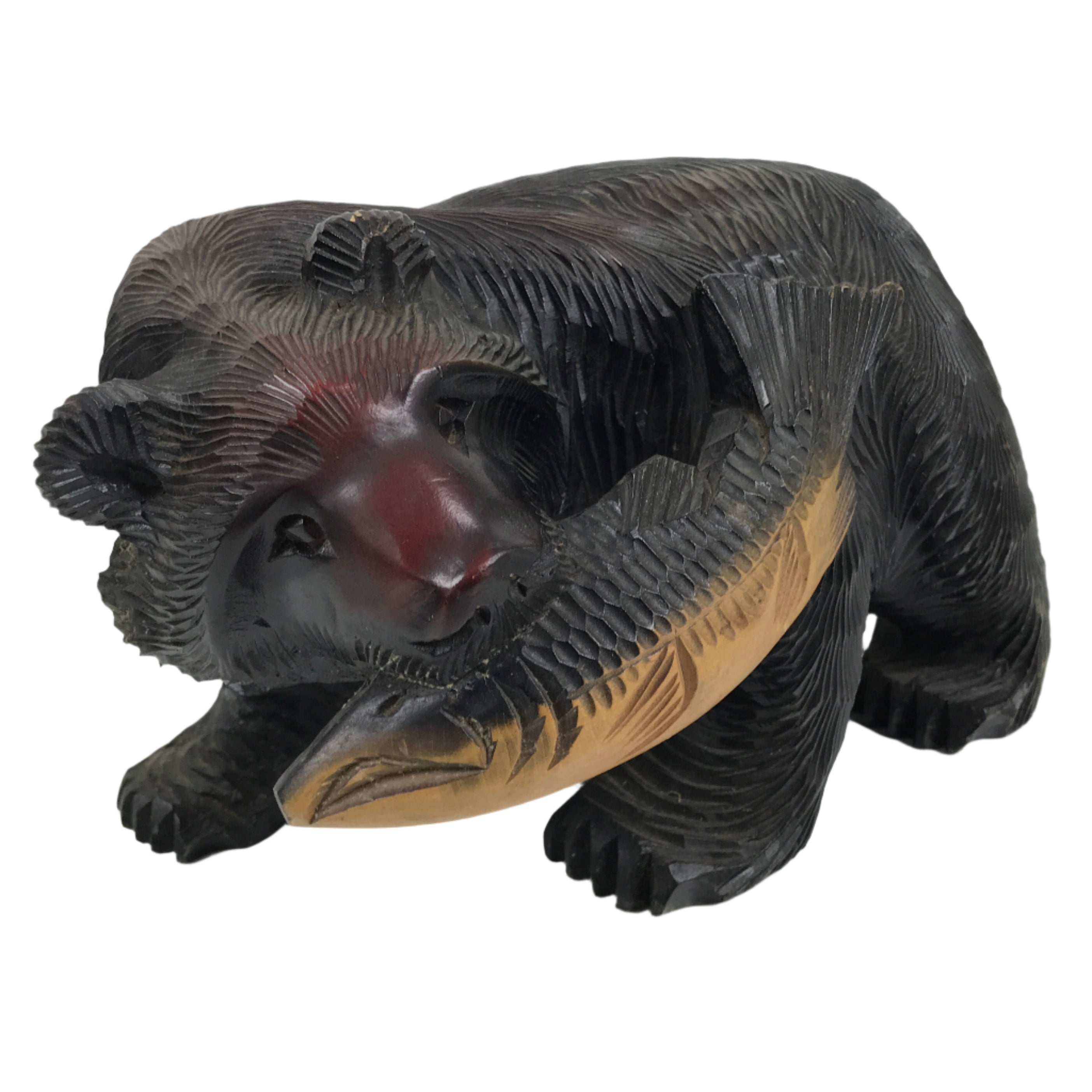 Japanese Wooden Carved Ainu Bear Statue Vtg Sculpture Hokkaido Brown AB120