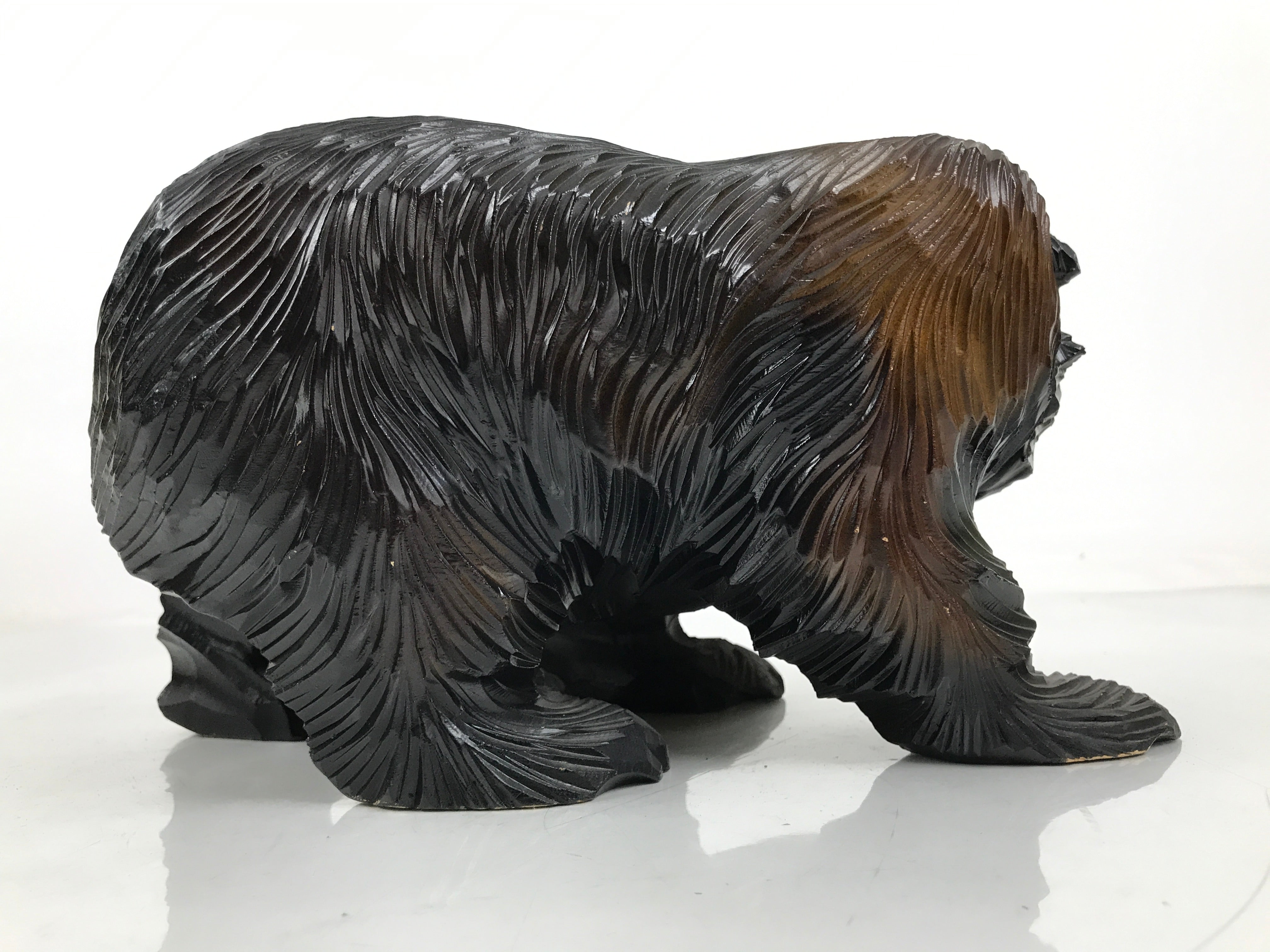 Japanese Wooden Carved Ainu Bear Statue Vtg Sculpture Hokkaido Brown AB121