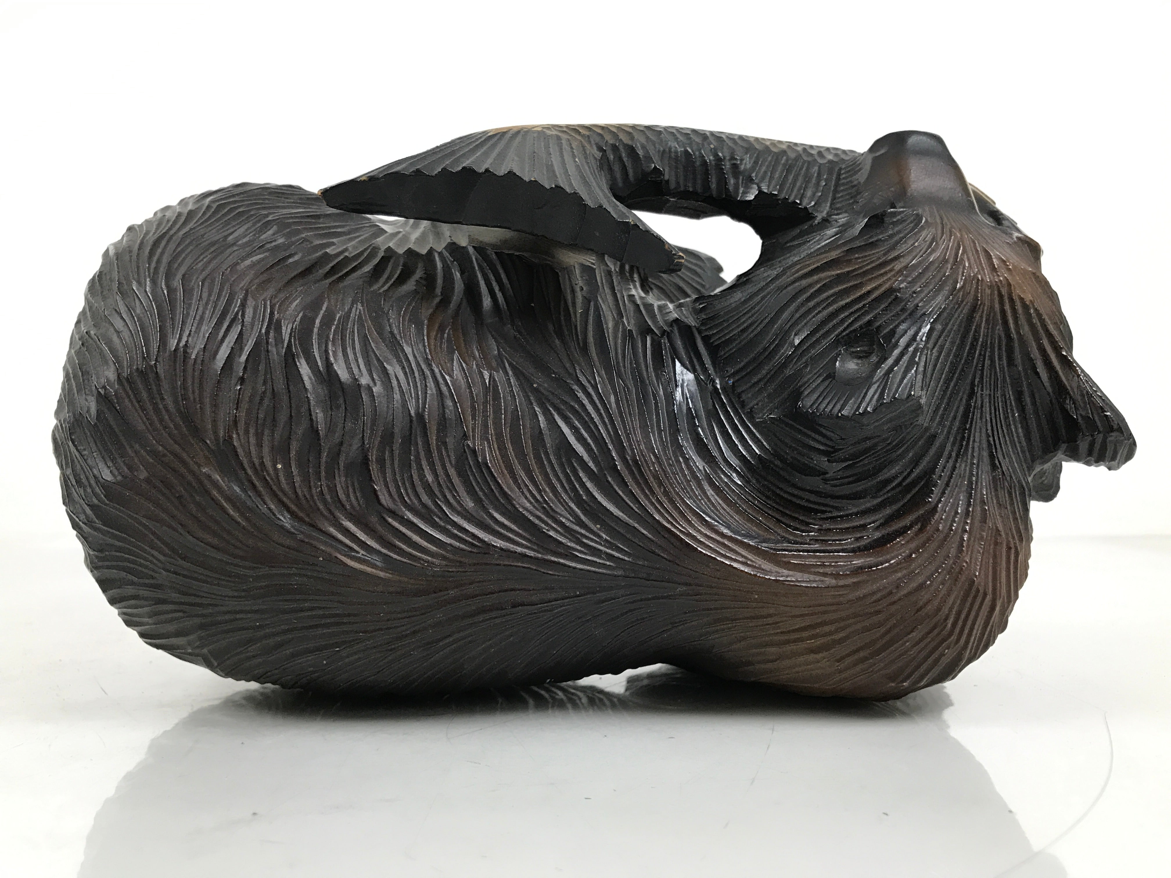 Japanese Wooden Carved Ainu Bear Statue Vtg Sculpture Hokkaido Brown AB121