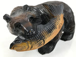 Japanese Wooden Carved Ainu Bear Statue Vtg Sculpture Hokkaido Brown AB121