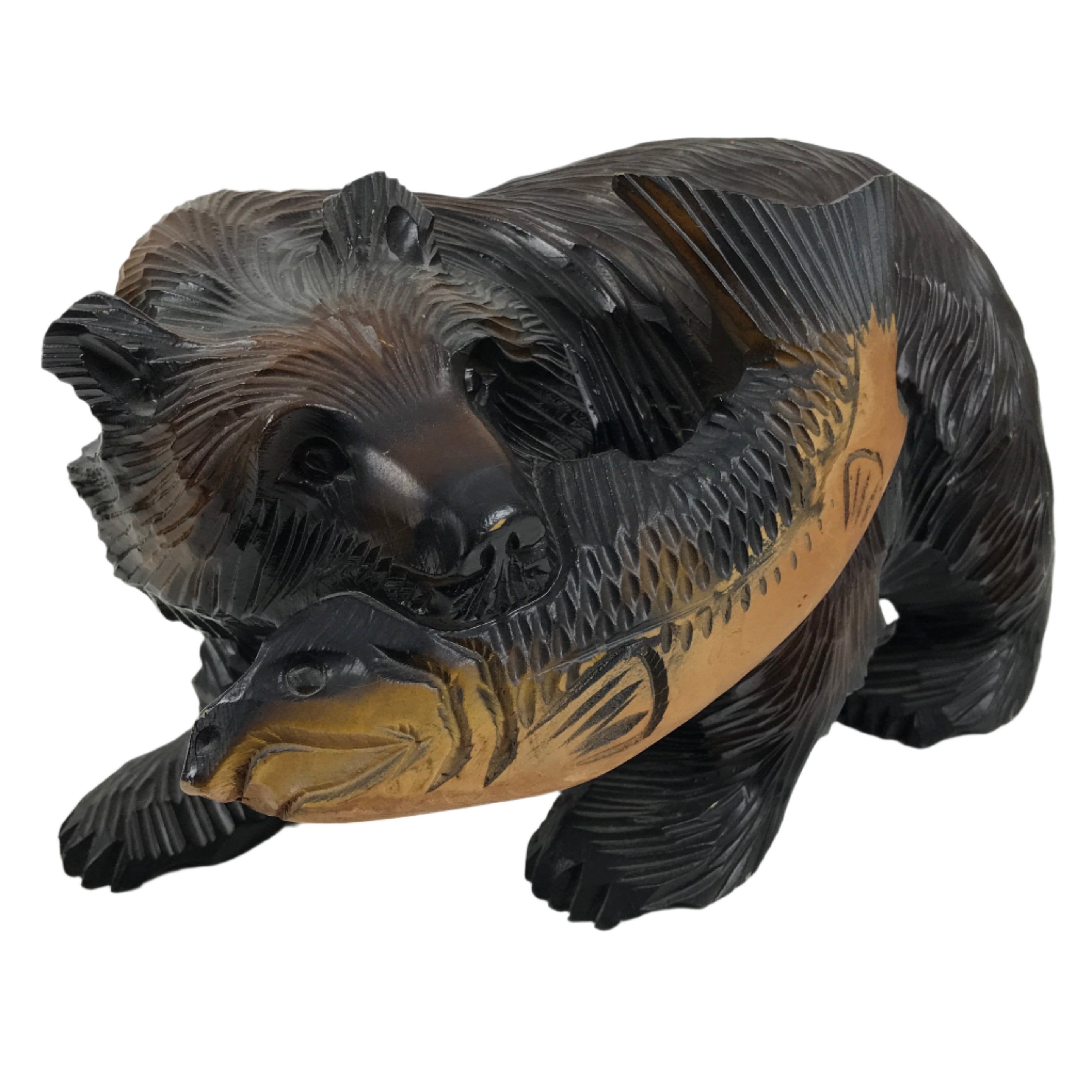 Japanese Wooden Carved Ainu Bear Statue Vtg Sculpture Hokkaido Brown A