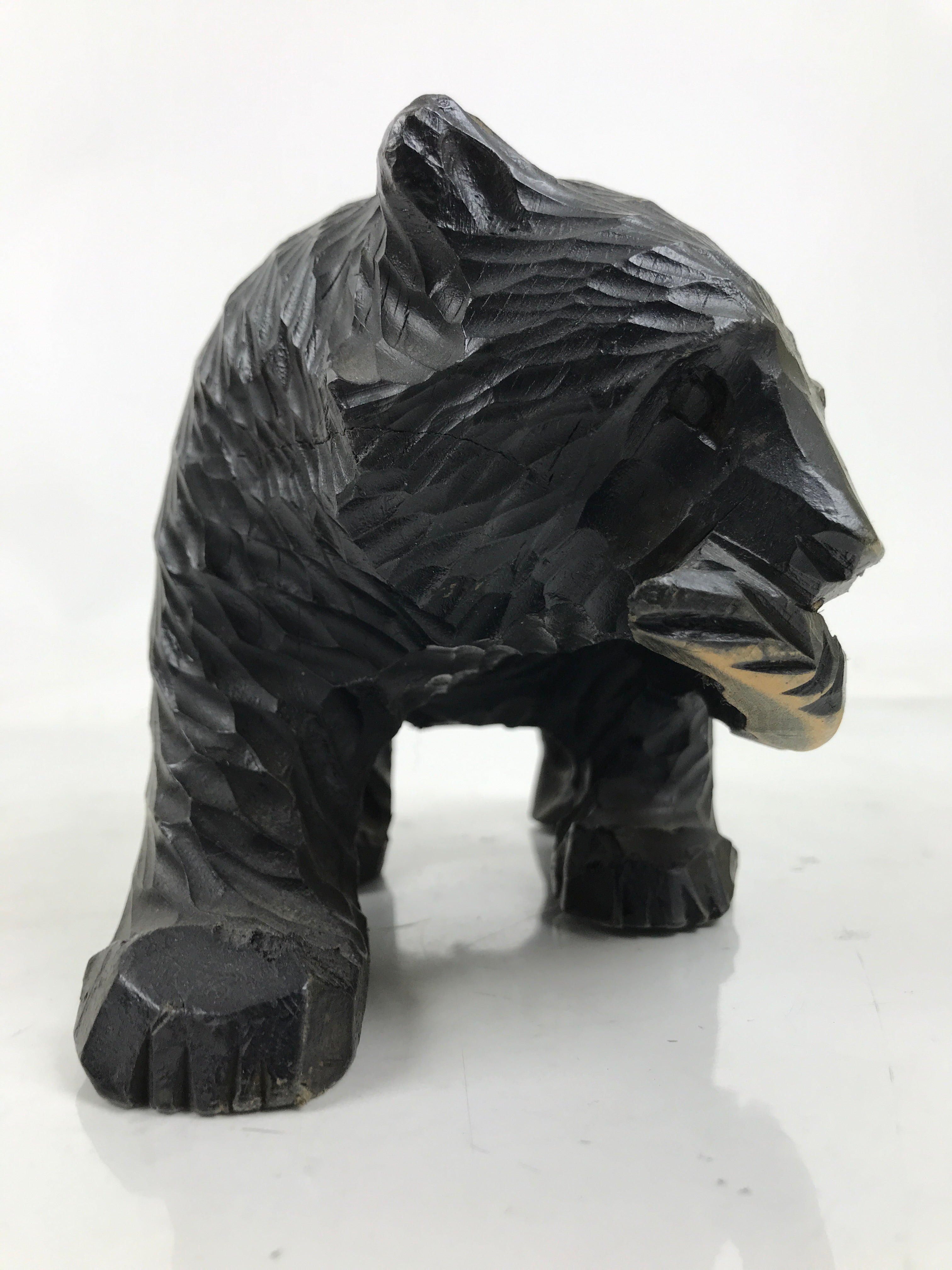 Japanese Wooden Carved Ainu Bear Statue Vtg Sculpture Hokkaido Brown AB122