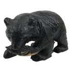 Japanese Wooden Carved Ainu Bear Statue Vtg Sculpture Hokkaido Brown AB122