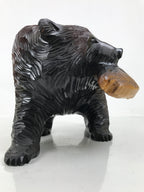 Japanese Wooden Carved Ainu Bear Statue Vtg Sculpture Hokkaido Brown AB123