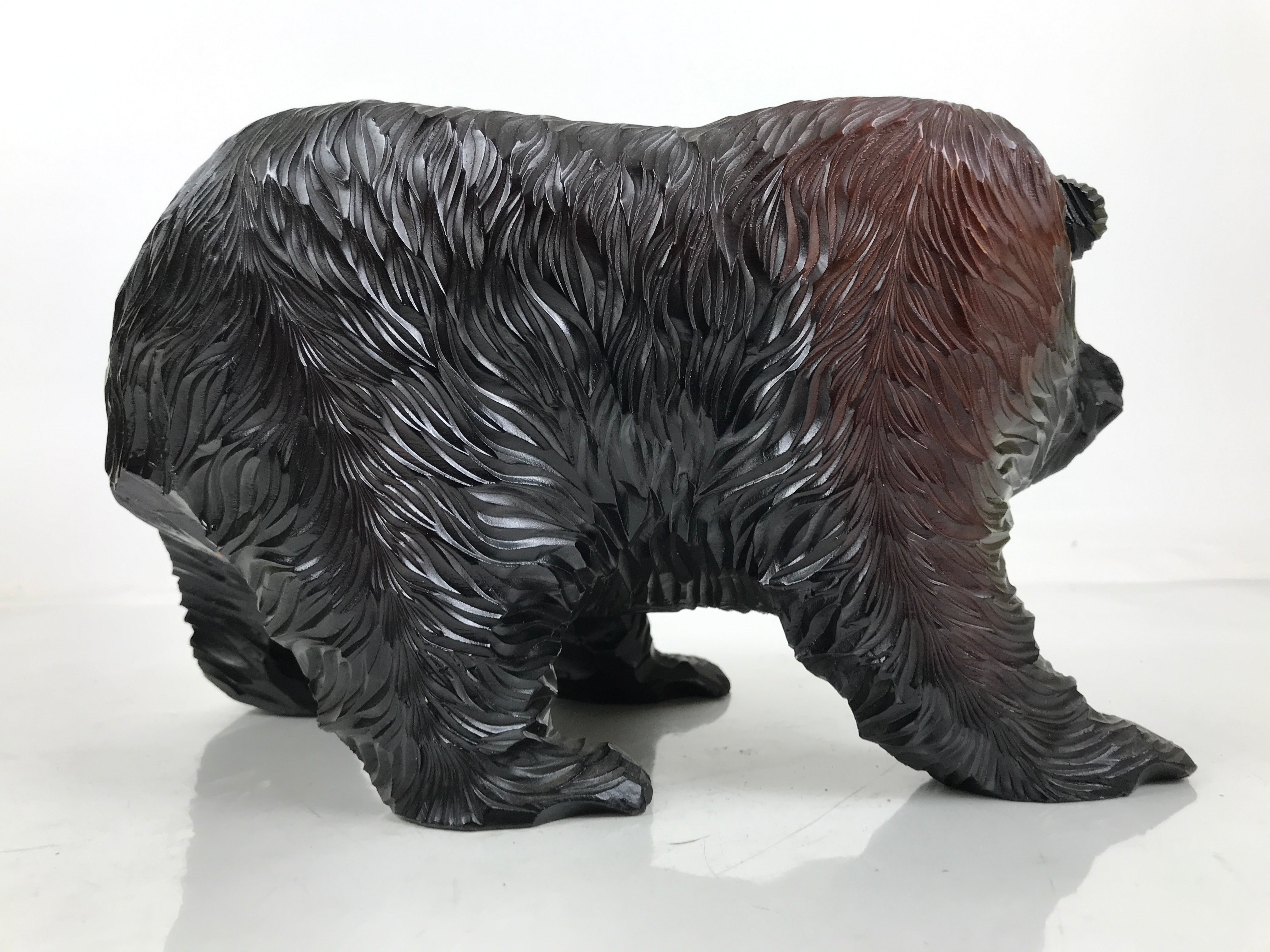 Japanese Wooden Carved Ainu Bear Statue Vtg Sculpture Hokkaido Brown AB123