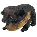 Japanese Wooden Carved Ainu Bear Statue Vtg Sculpture Hokkaido Brown AB123