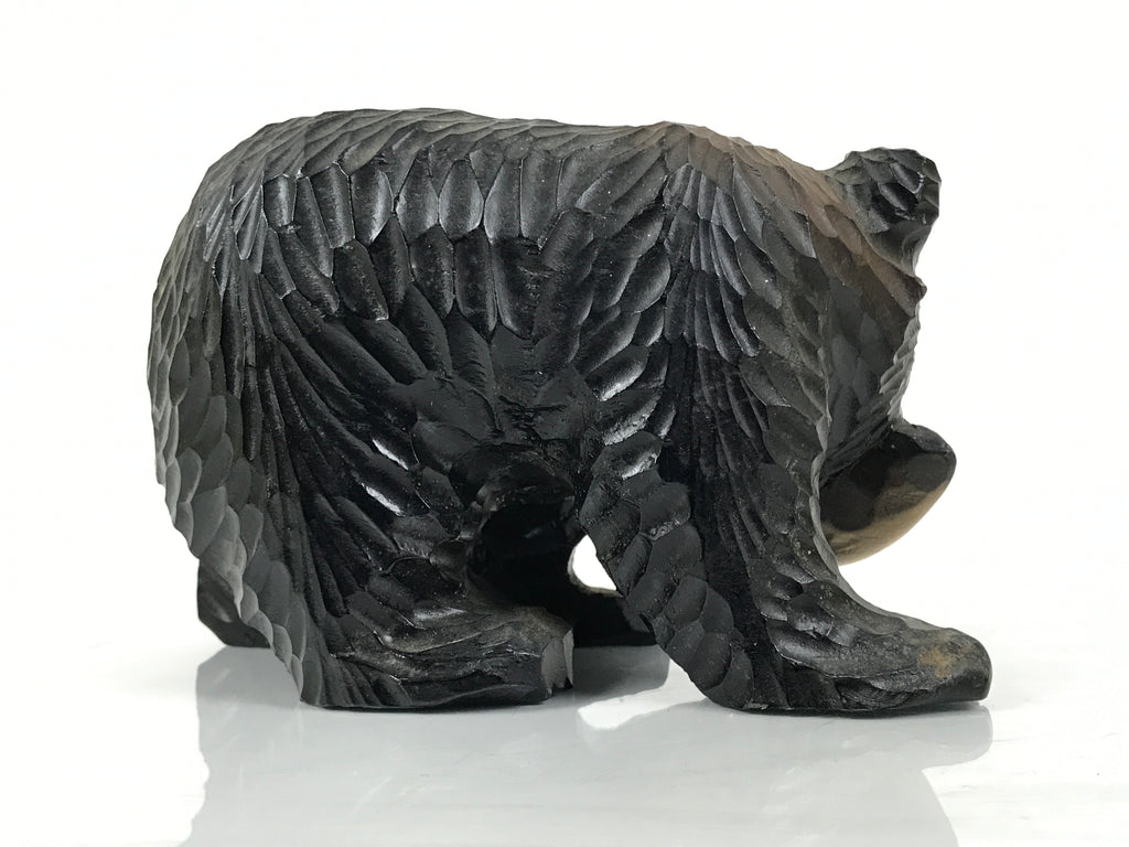 Japanese Wooden Carved Ainu Bear Statue Vtg Sculpture Hokkaido Brown AB127