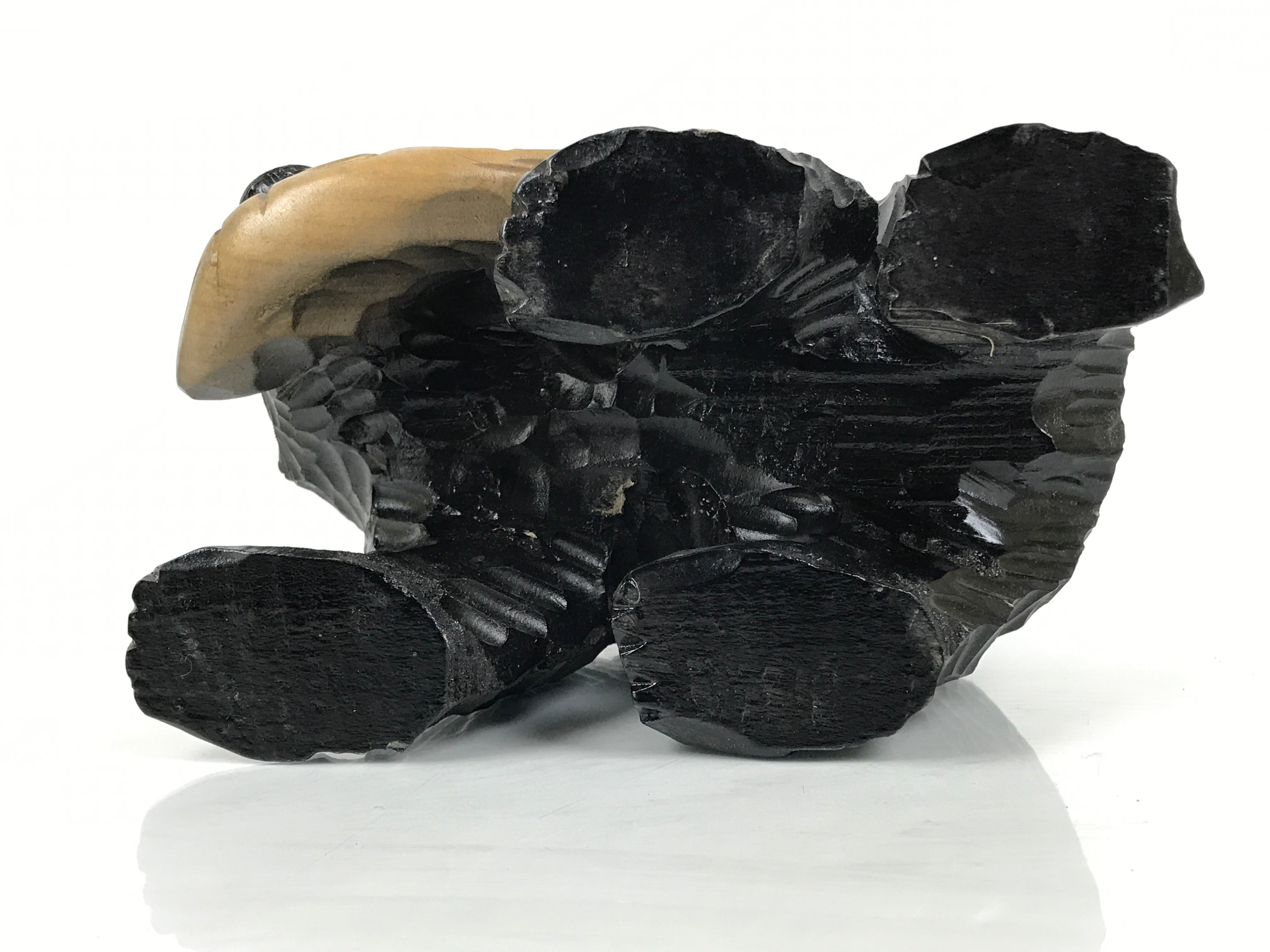 Japanese Wooden Carved Ainu Bear Statue Vtg Sculpture Hokkaido Brown AB127