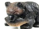 Japanese Wooden Carved Ainu Bear Statue Vtg Sculpture Hokkaido Brown AB127