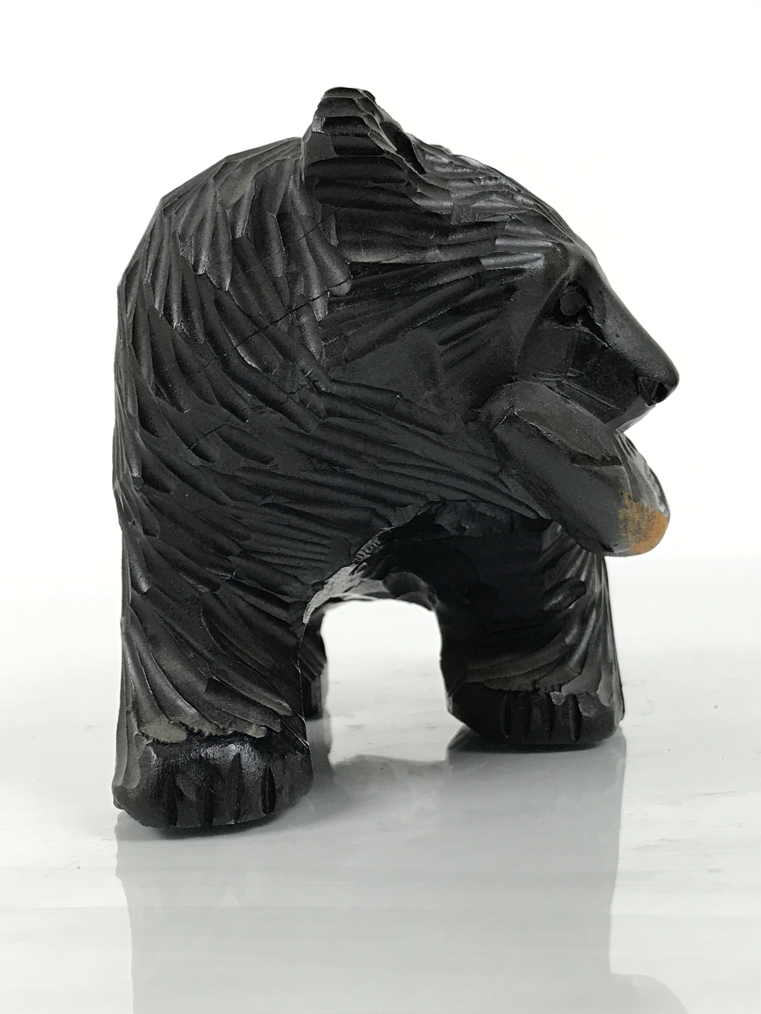 Japanese Wooden Carved Ainu Bear Statue Vtg Sculpture Hokkaido Brown AB128