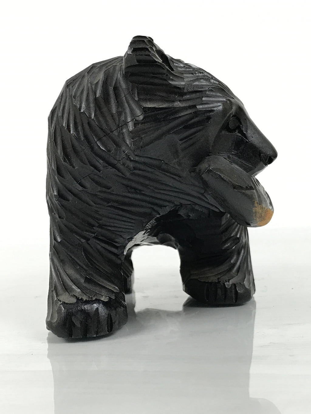 Japanese Wooden Carved Ainu Bear Statue Vtg Sculpture Hokkaido Brown AB128