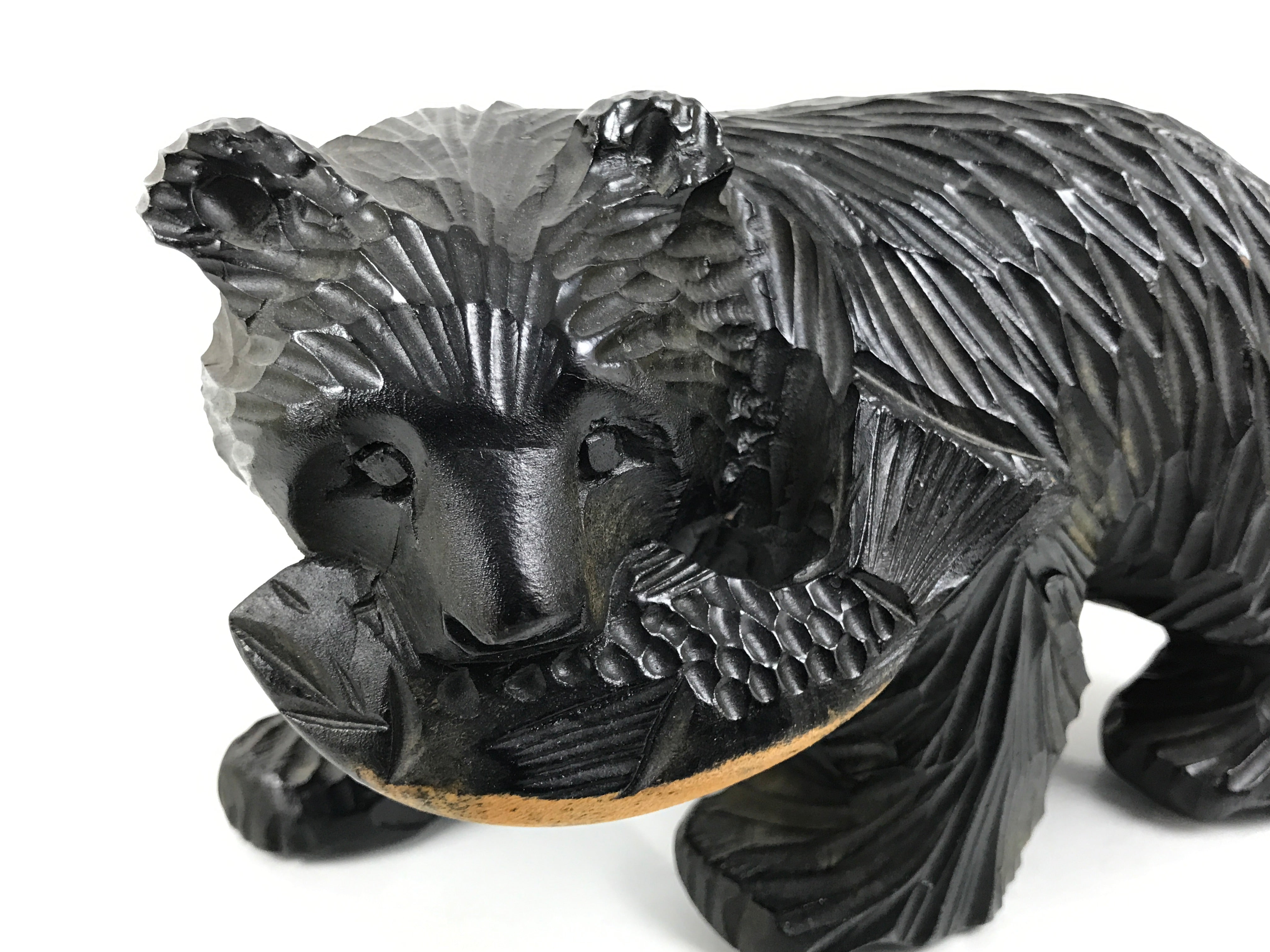 Japanese Wooden Carved Ainu Bear Statue Vtg Sculpture Hokkaido Brown AB128