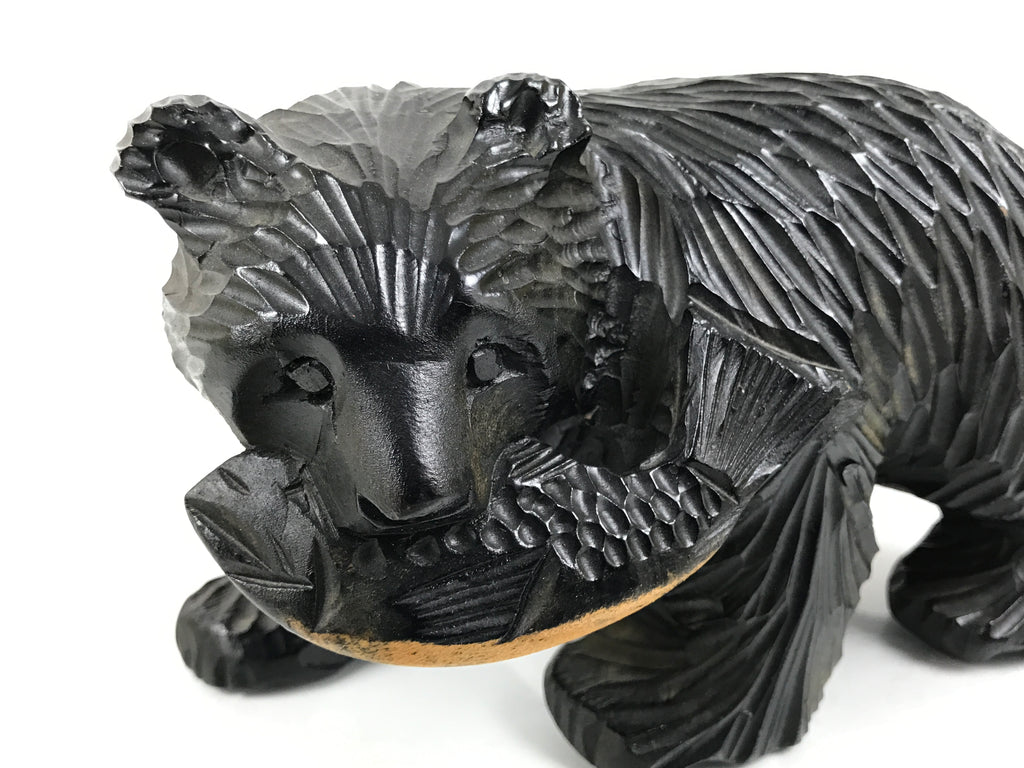 Japanese Wooden Carved Ainu Bear Statue Vtg Sculpture Hokkaido Brown AB128