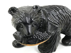 Japanese Wooden Carved Ainu Bear Statue Vtg Sculpture Hokkaido Brown AB128