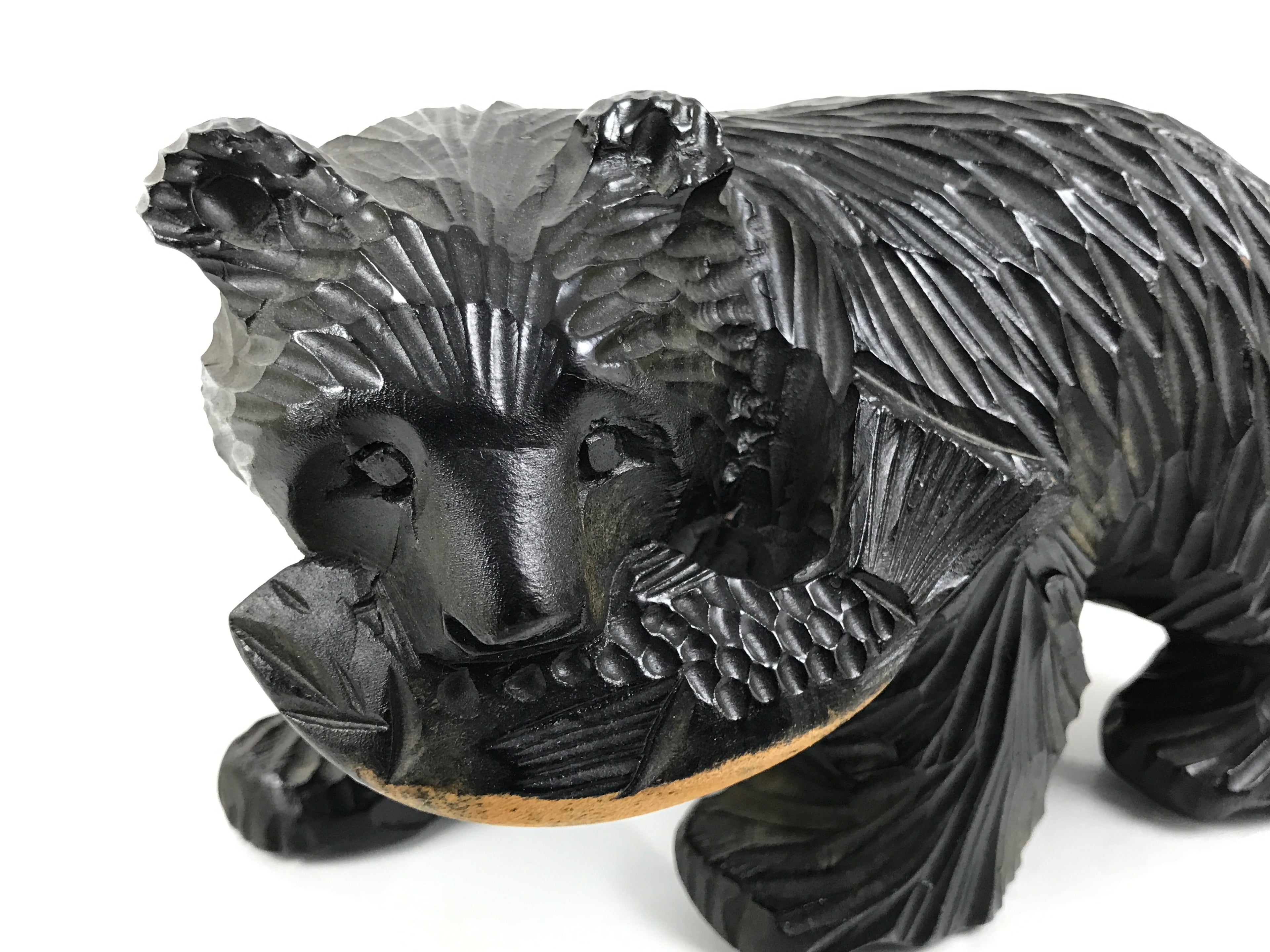 Japanese Wooden Carved Ainu Bear Statue Vtg Sculpture Hokkaido Brown AB128
