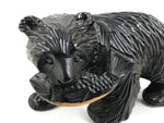 Japanese Wooden Carved Ainu Bear Statue Vtg Sculpture Hokkaido Brown AB128