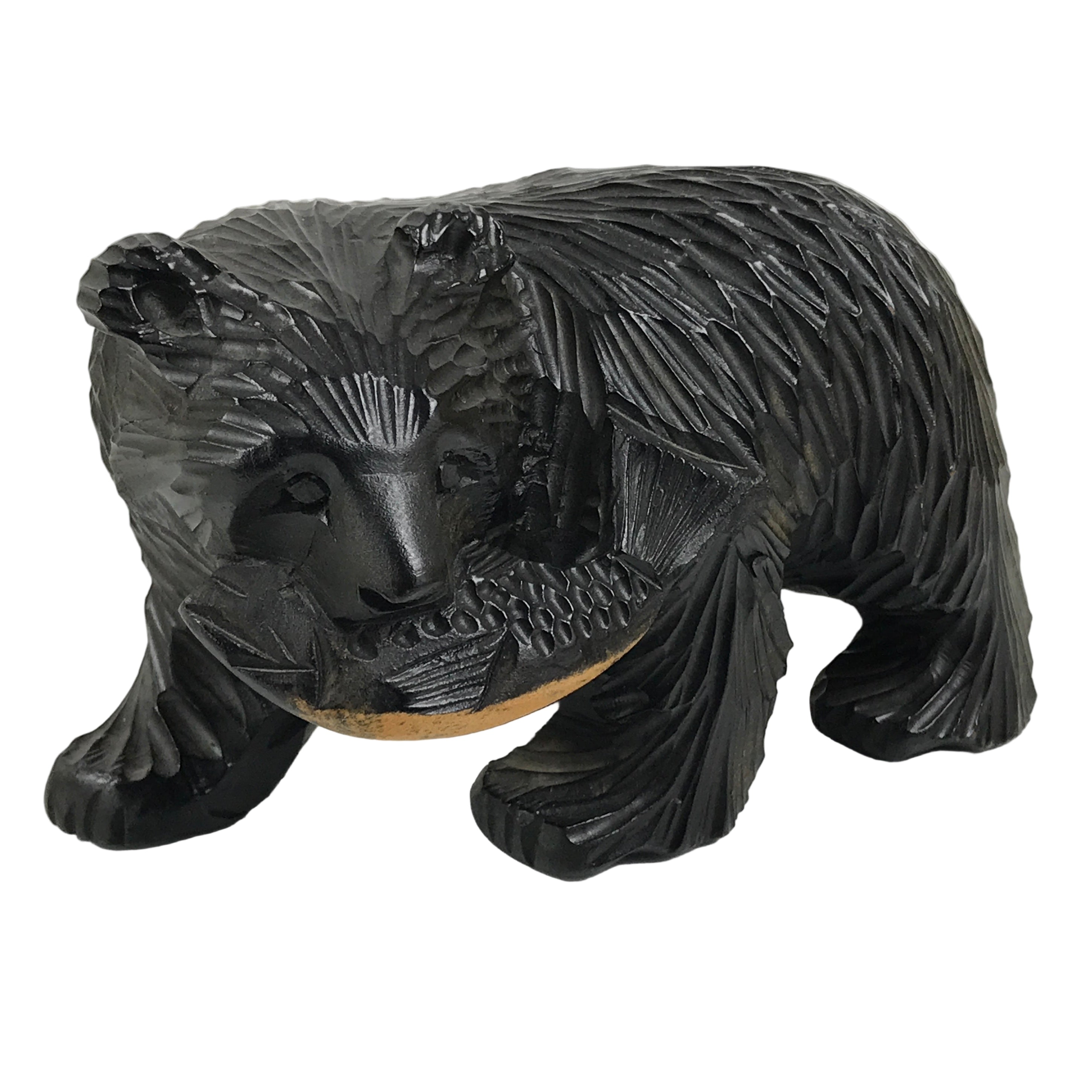 Japanese Wooden Carved Ainu Bear Statue Vtg Sculpture Hokkaido Brown AB128