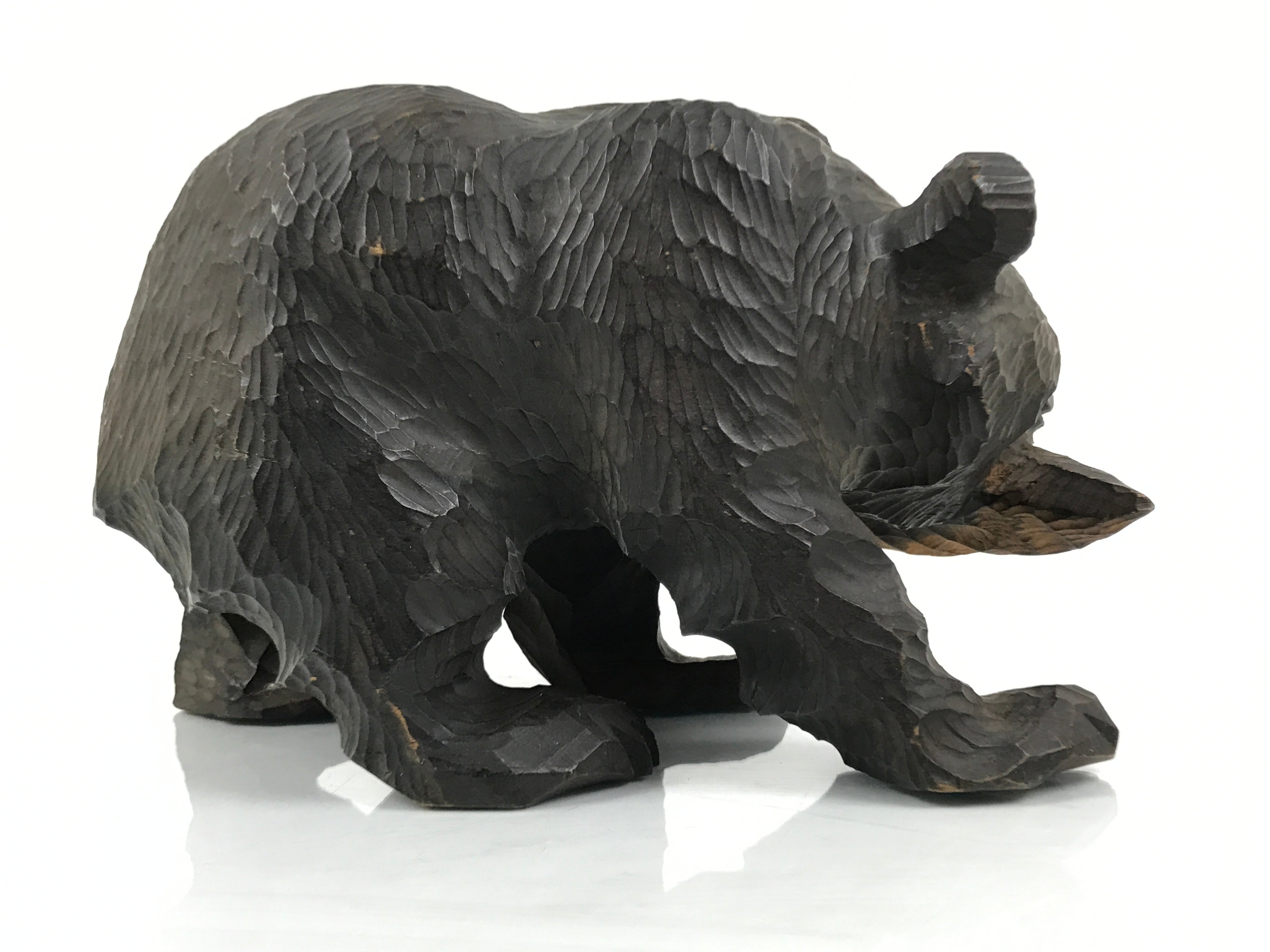 Japanese Wooden Carved Ainu Bear Statue Vtg Sculpture Hokkaido Brown AB129