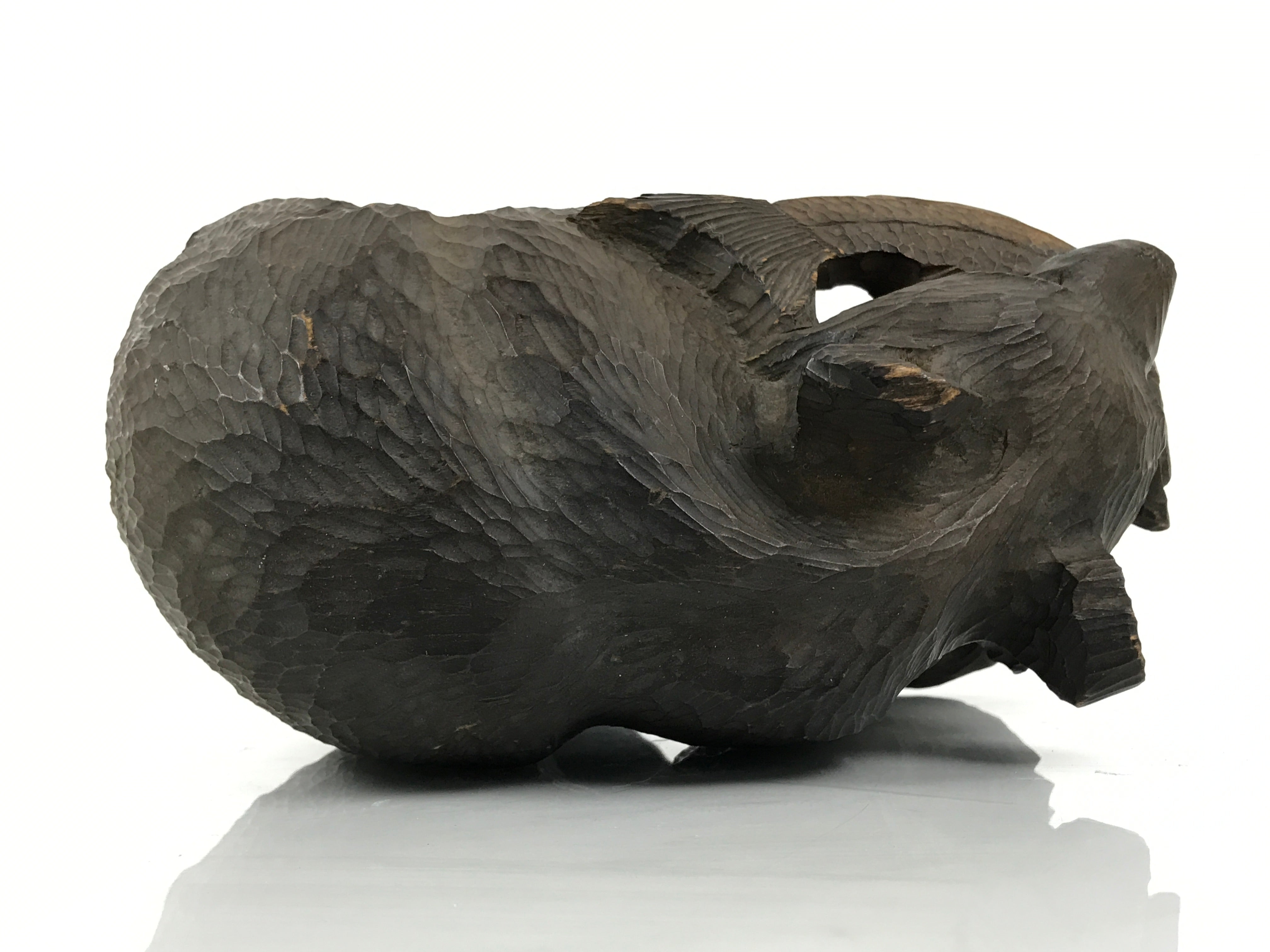 Japanese Wooden Carved Ainu Bear Statue Vtg Sculpture Hokkaido Brown AB129