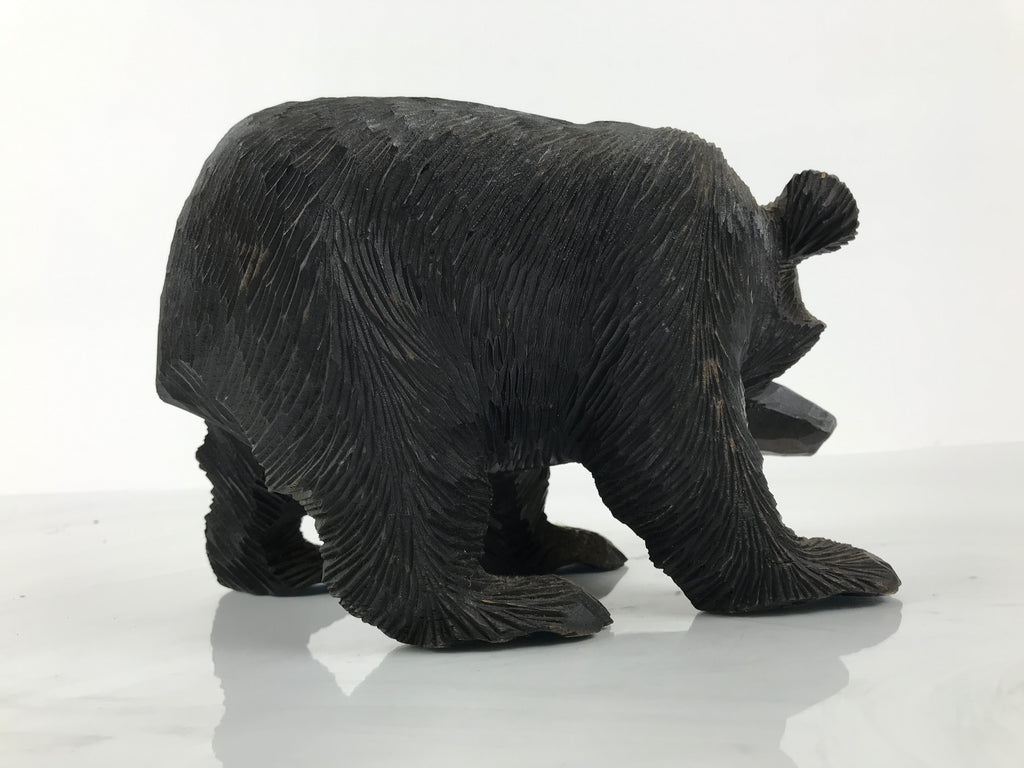 Japanese Wooden Carved Ainu Bear Statue Vtg Sculpture Hokkaido Brown AB130