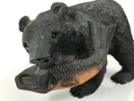 Japanese Wooden Carved Ainu Bear Statue Vtg Sculpture Hokkaido Brown AB130