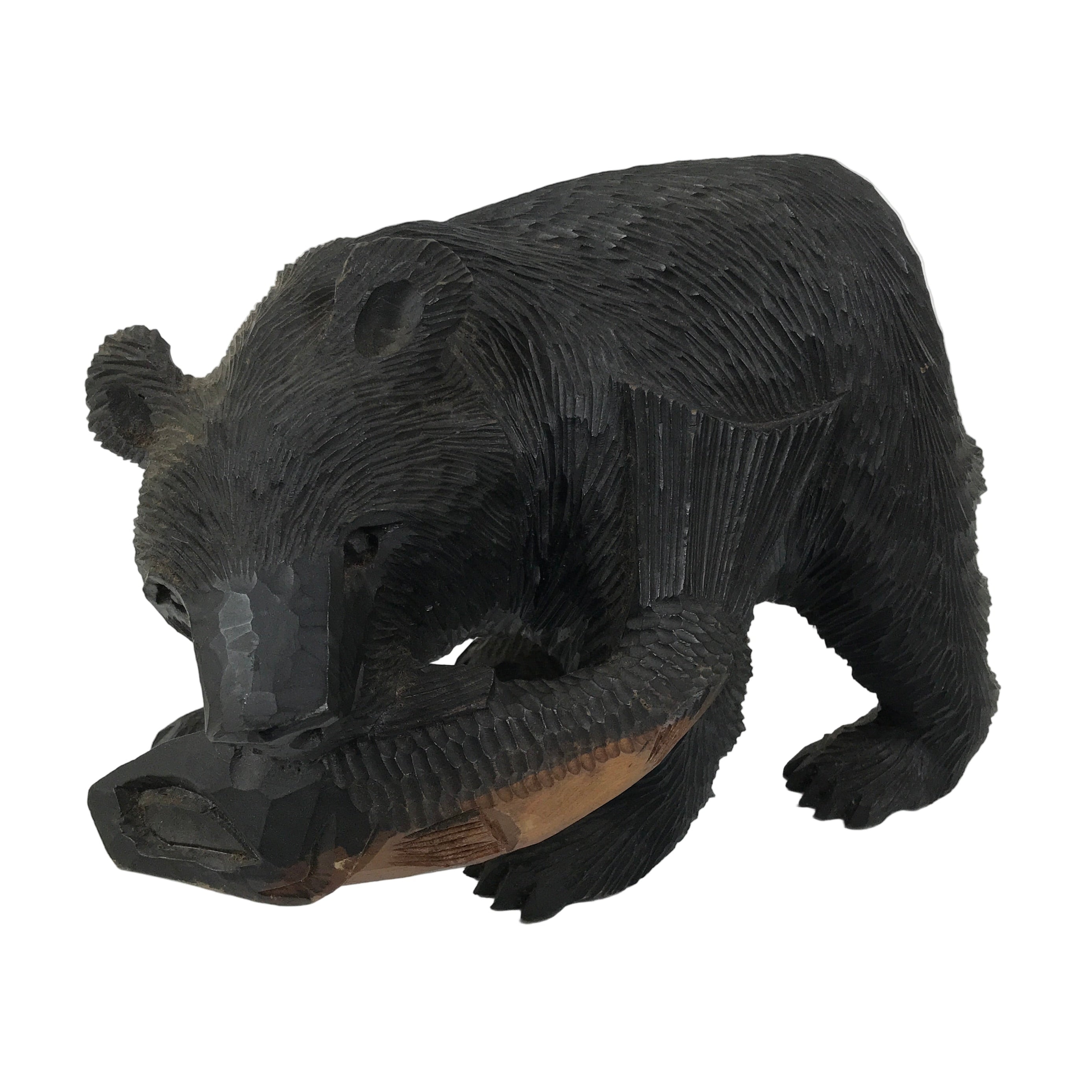 Japanese Wooden Carved Ainu Bear Statue Vtg Sculpture Hokkaido Brown AB130