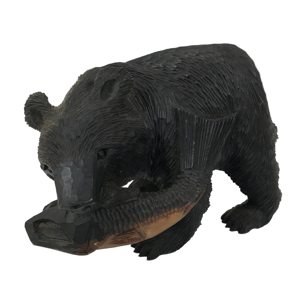 Japanese Wooden Carved Ainu Bear Statue Vtg Sculpture Hokkaido Brown AB130