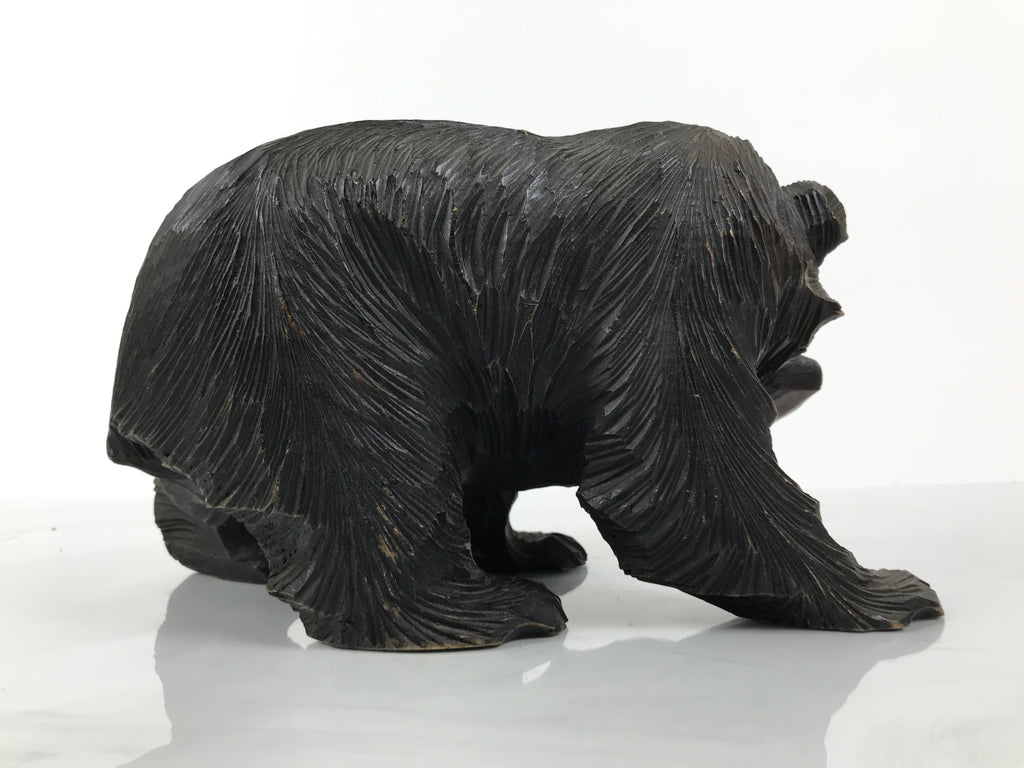 Japanese Wooden Carved Ainu Bear Statue Vtg Sculpture Hokkaido Brown AB131