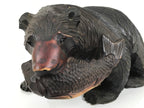 Japanese Wooden Carved Ainu Bear Statue Vtg Sculpture Hokkaido Brown AB131