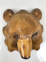 Japanese Wooden Carved Ainu Bear Wall Hanging Decor Vtg Hokkaido Brown AB125