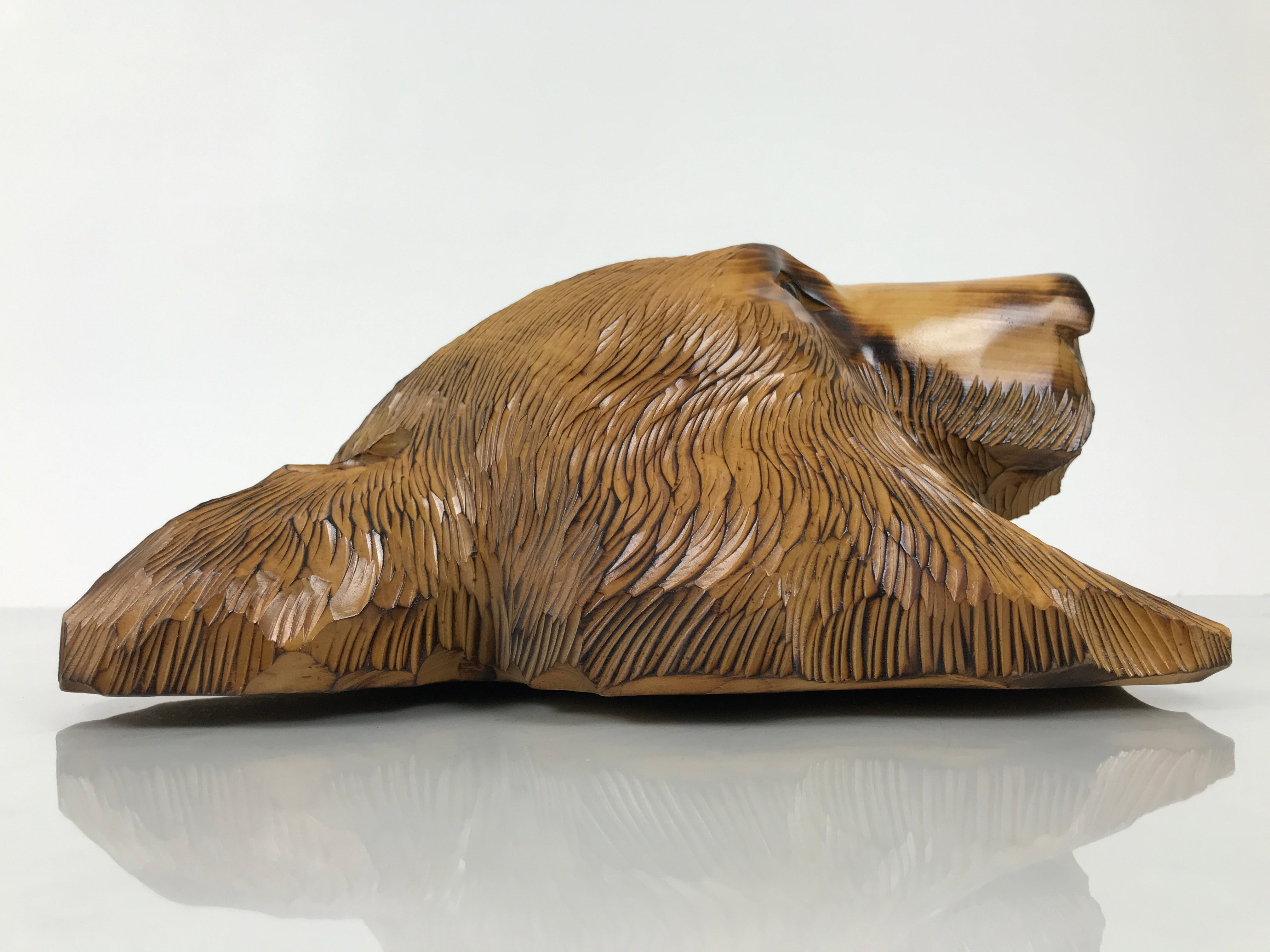 Japanese Wooden Carved Ainu Bear Wall Hanging Decor Vtg Hokkaido Brown AB125