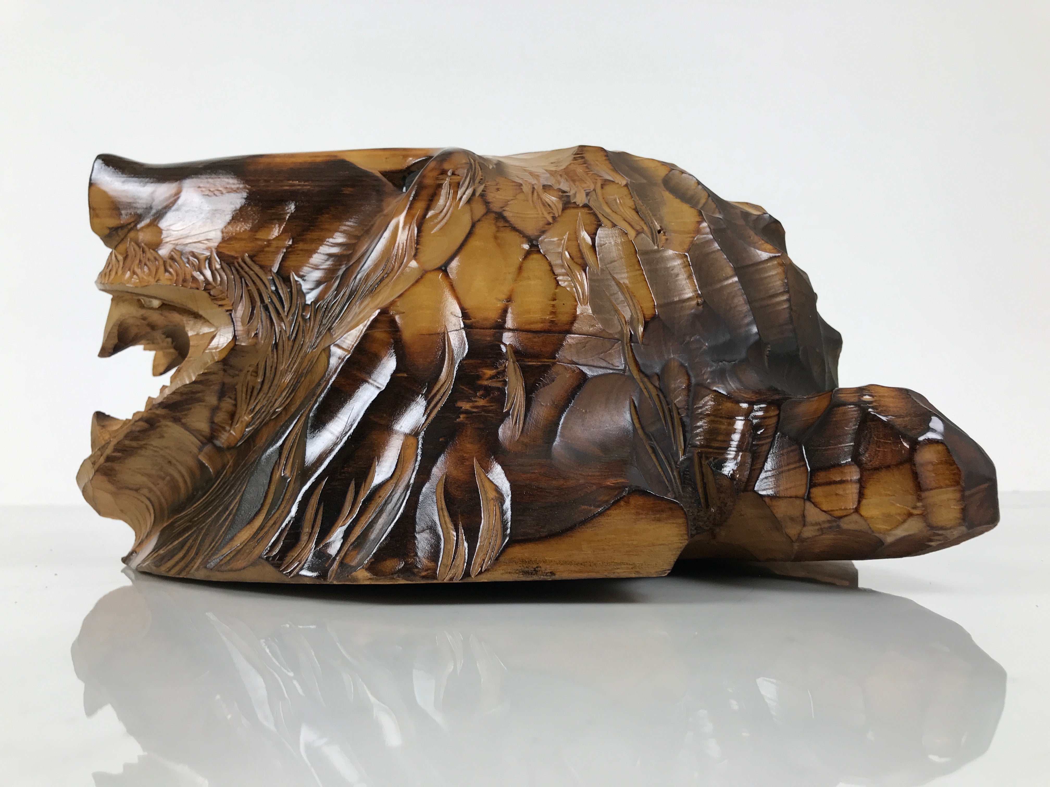 Japanese Wooden Carved Ainu Bear Wall Hanging Decor Vtg Hokkaido Brown AB126