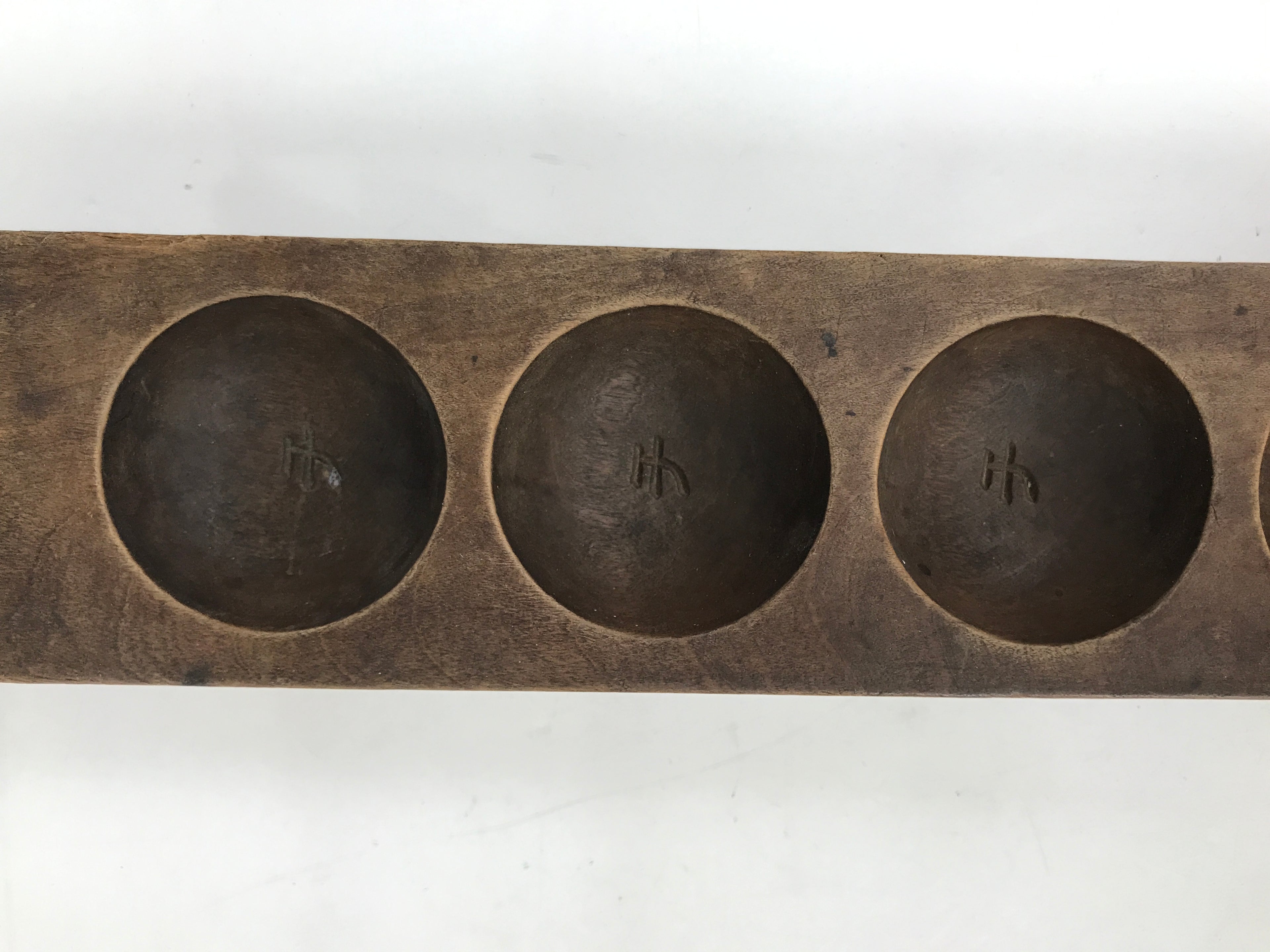 Japanese Wooden Carved Cake Mold Kashigata Sweet Wagashi Vtg Round Shape Kg569