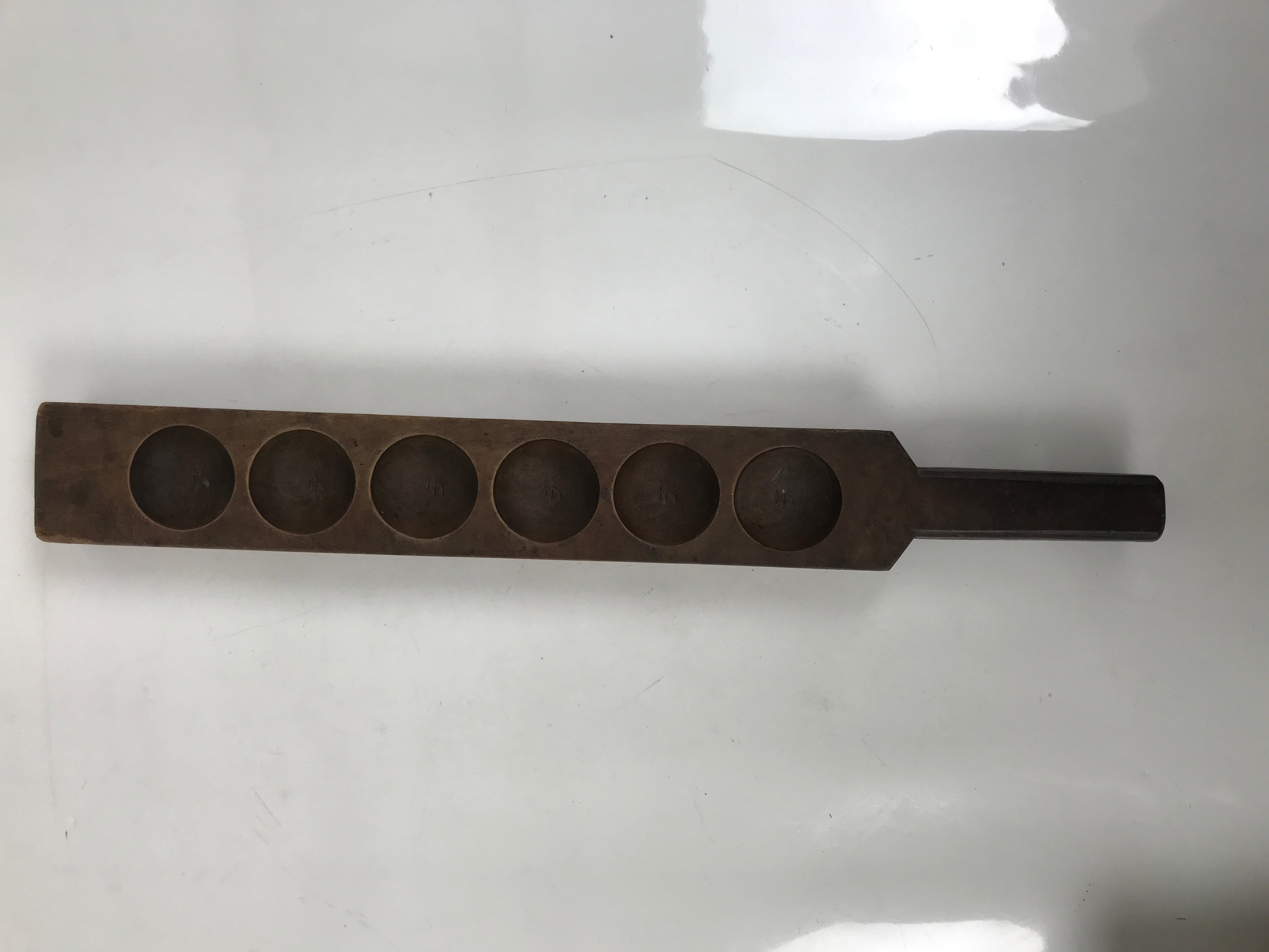 Japanese Wooden Carved Cake Mold Kashigata Sweet Wagashi Vtg Round Shape Kg569