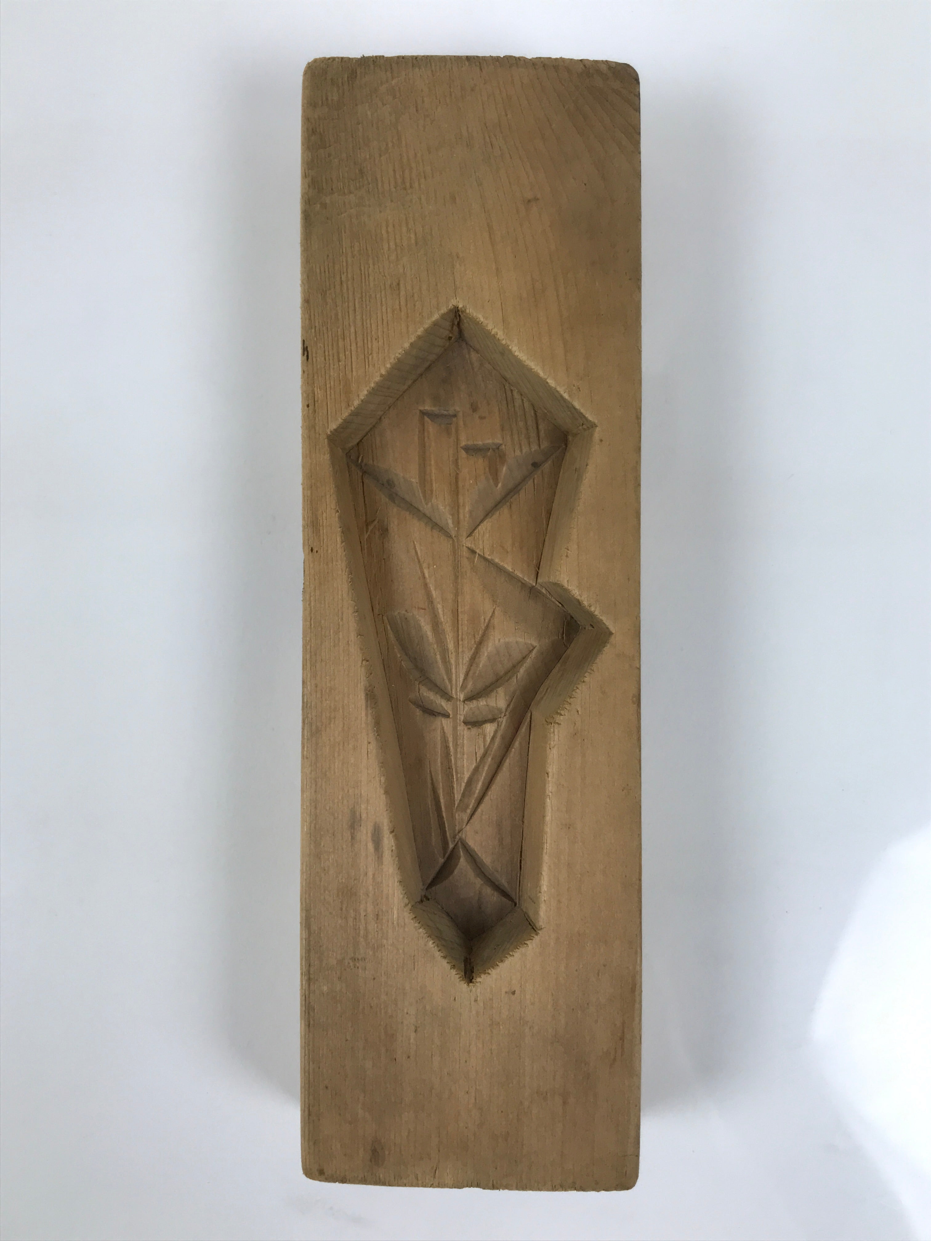 Japanese Wooden Carved Cake Mold Kashigata Vtg Sweet Wagashi Noshi Mark Kg805