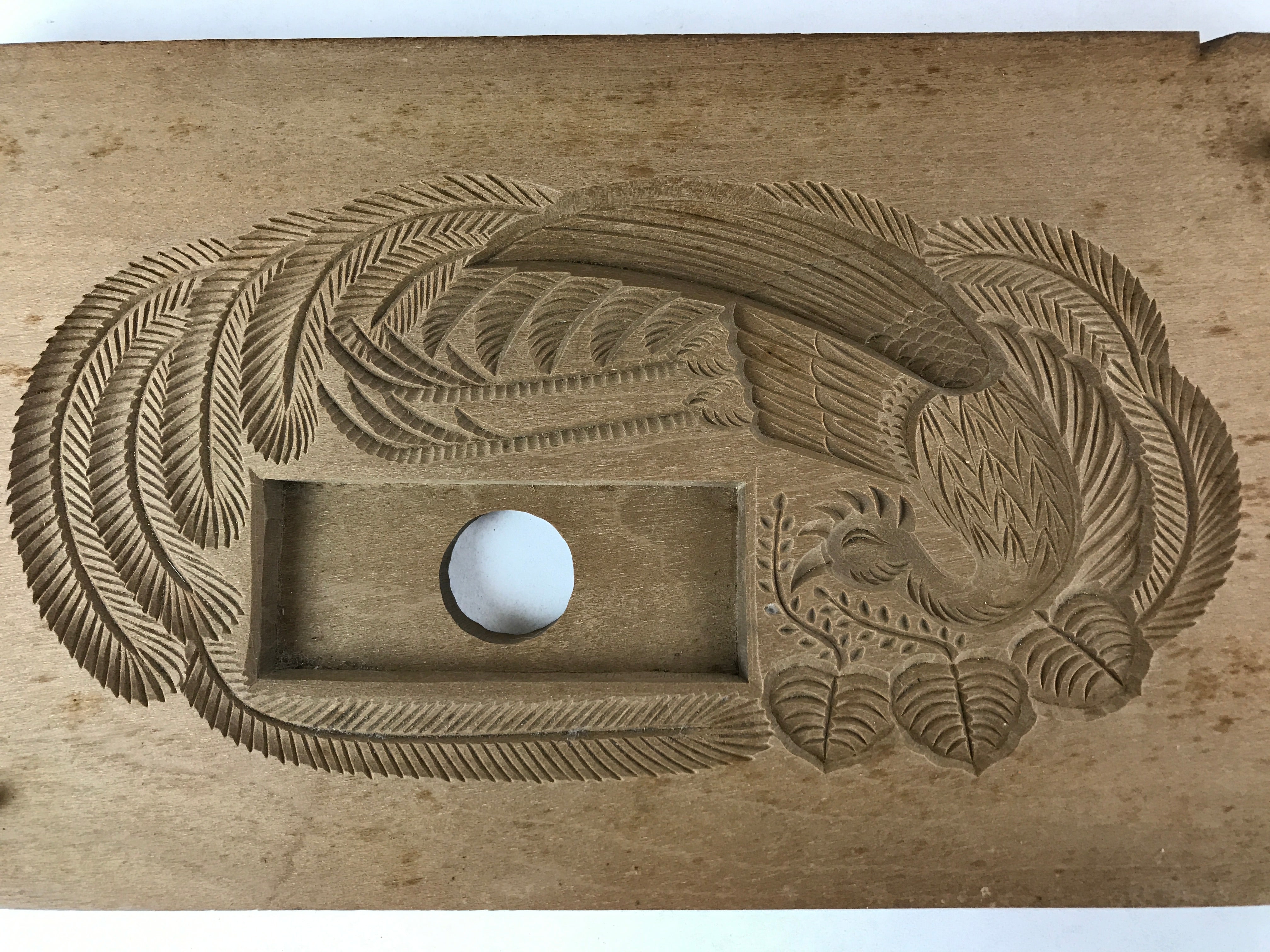 Japanese Wooden Carved Kashigata Cake Mold Sweet Wagashi Ho-oh Phoenix Kg495