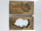 Japanese Wooden Carved Kashigata Cake Mold Sweet Wagashi Rising Sun Crane Kg629