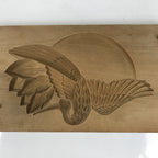 Japanese Wooden Carved Kashigata Cake Mold Sweet Wagashi Rising Sun Crane Kg629