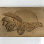 Japanese Wooden Carved Kashigata Cake Mold Sweet Wagashi Rising Sun Crane Kg629