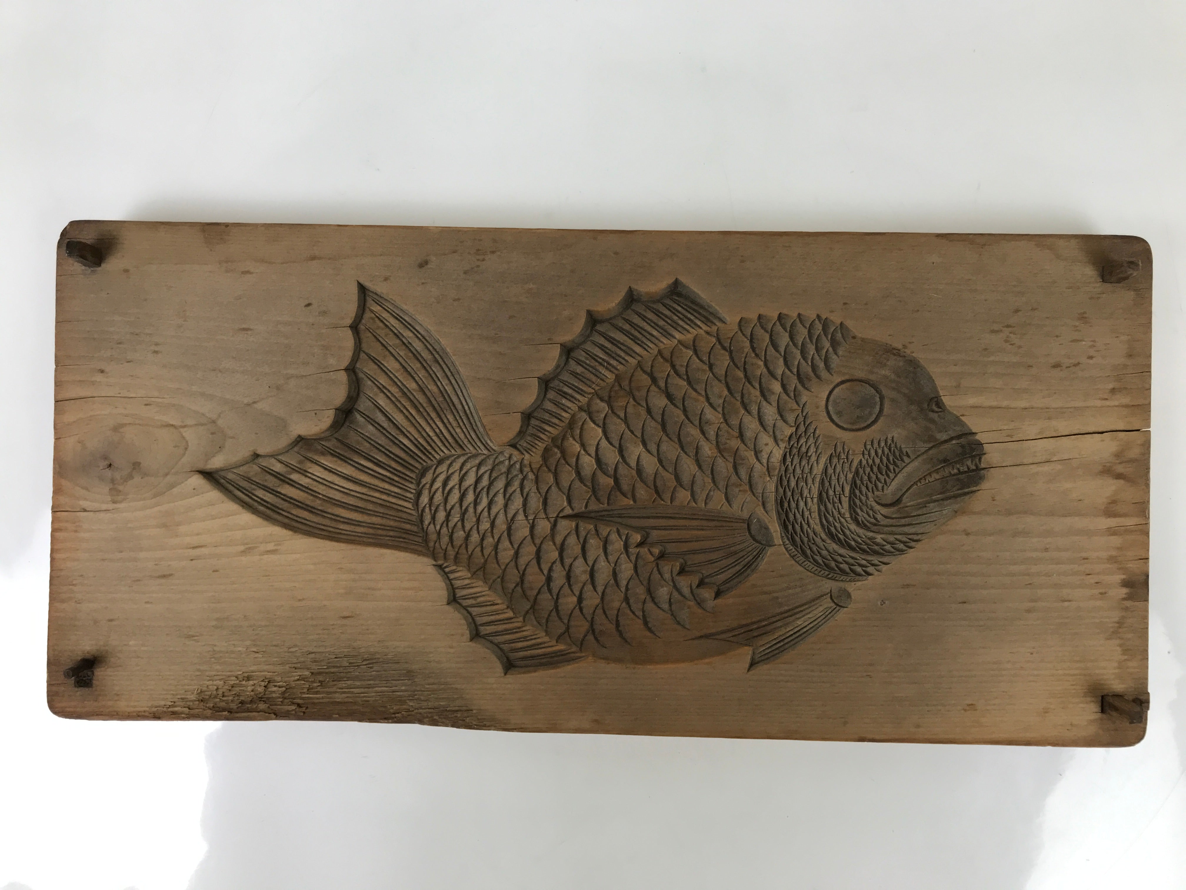 Japanese Wooden Carved Kashigata Cake Mold Sweet Wagashi Tai Madai Fish Kg567