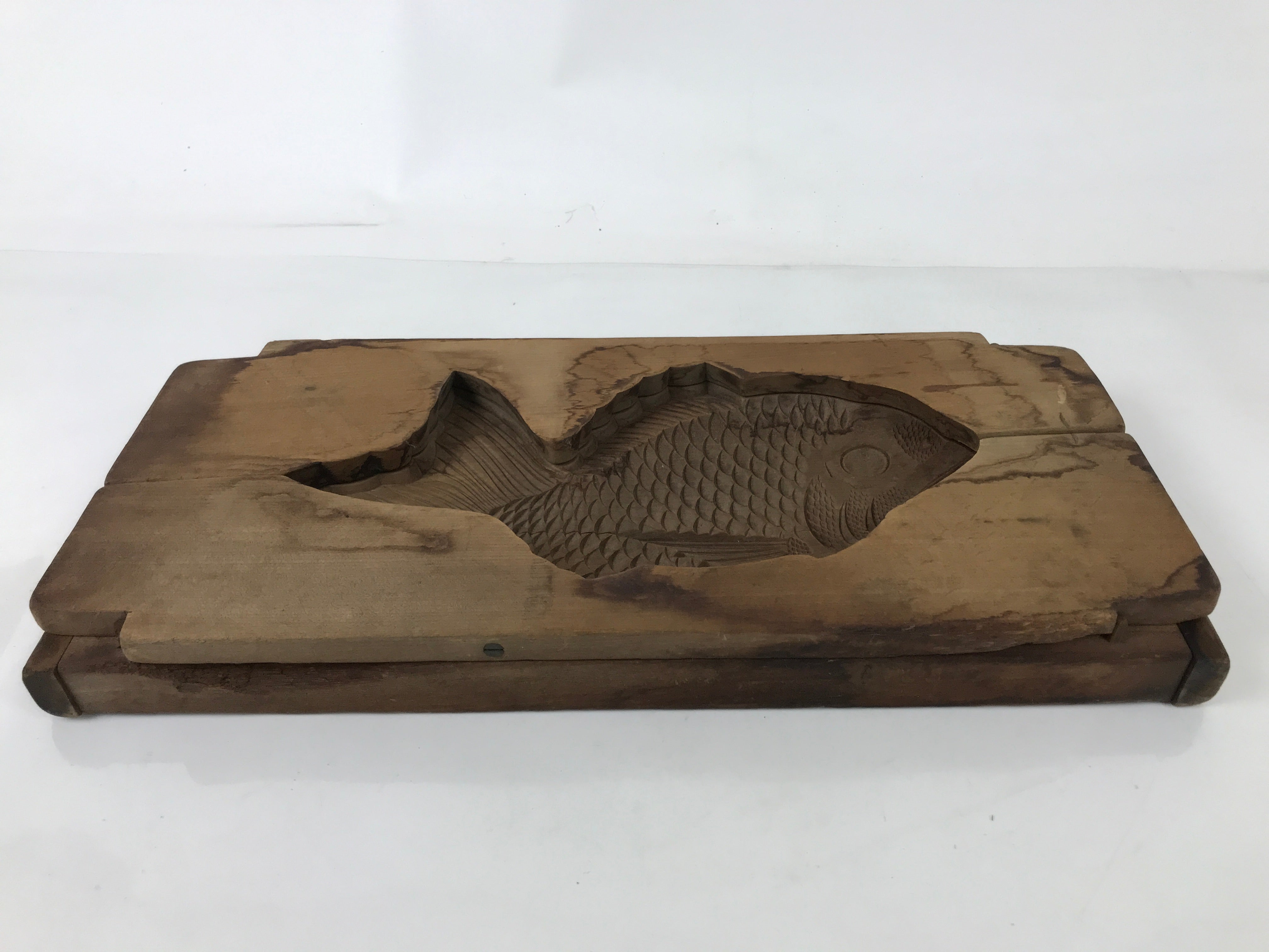 Japanese Wooden Carved Kashigata Cake Mold Sweet Wagashi Tai Madai Fish Kg568