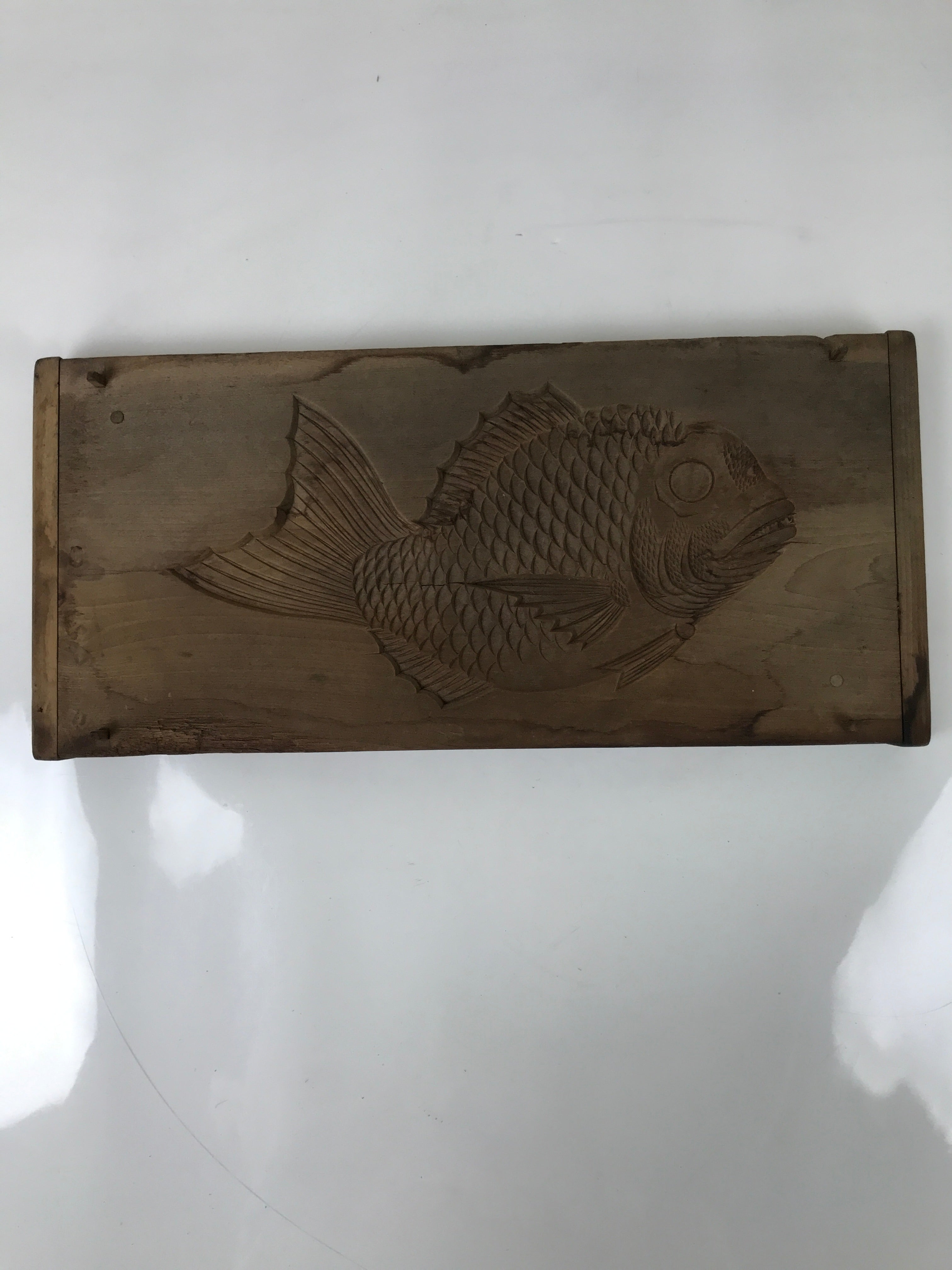 Japanese Wooden Carved Kashigata Cake Mold Sweet Wagashi Tai Madai Fish Kg568