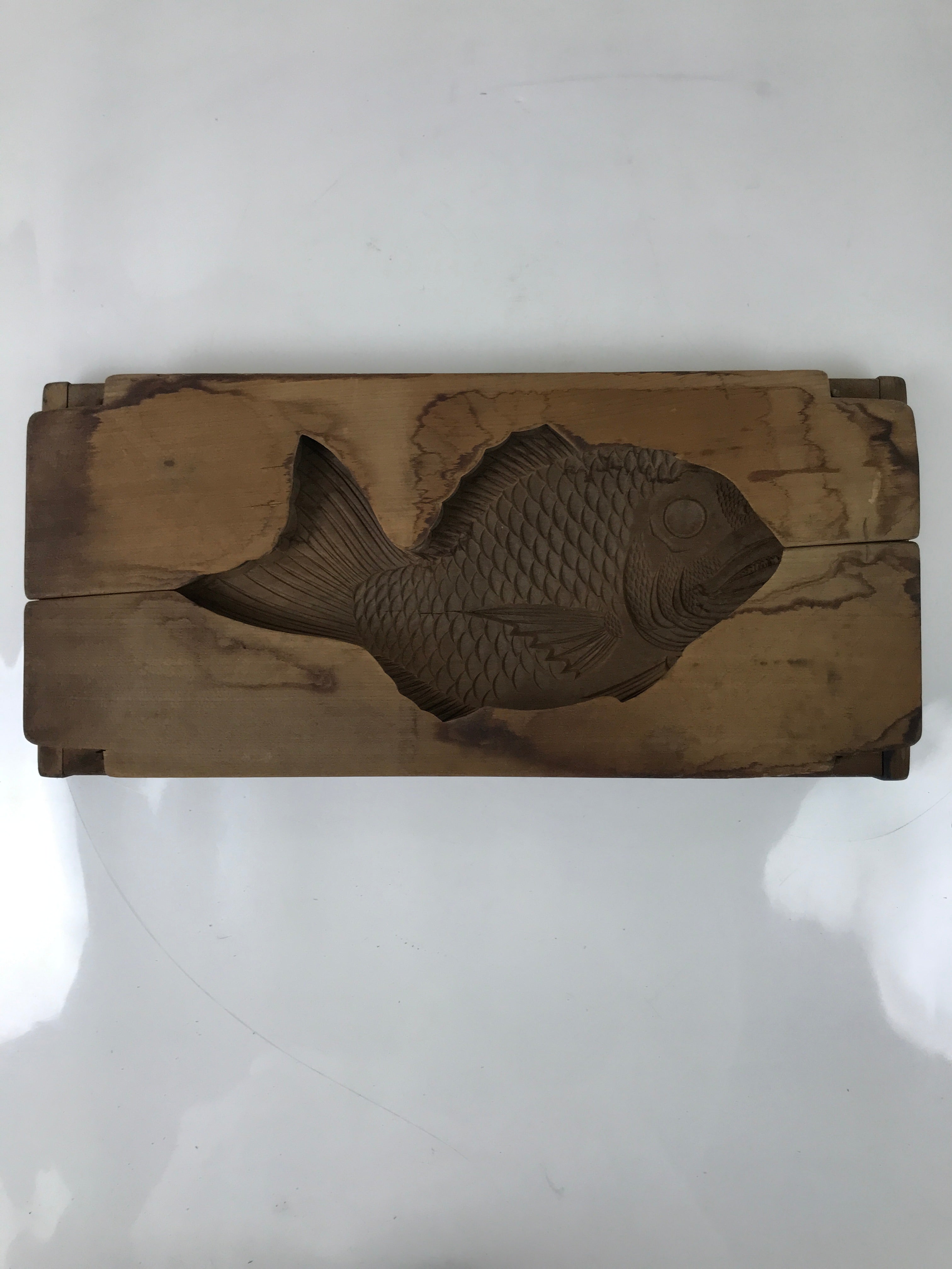 Japanese Wooden Carved Kashigata Cake Mold Sweet Wagashi Tai Madai Fish Kg568