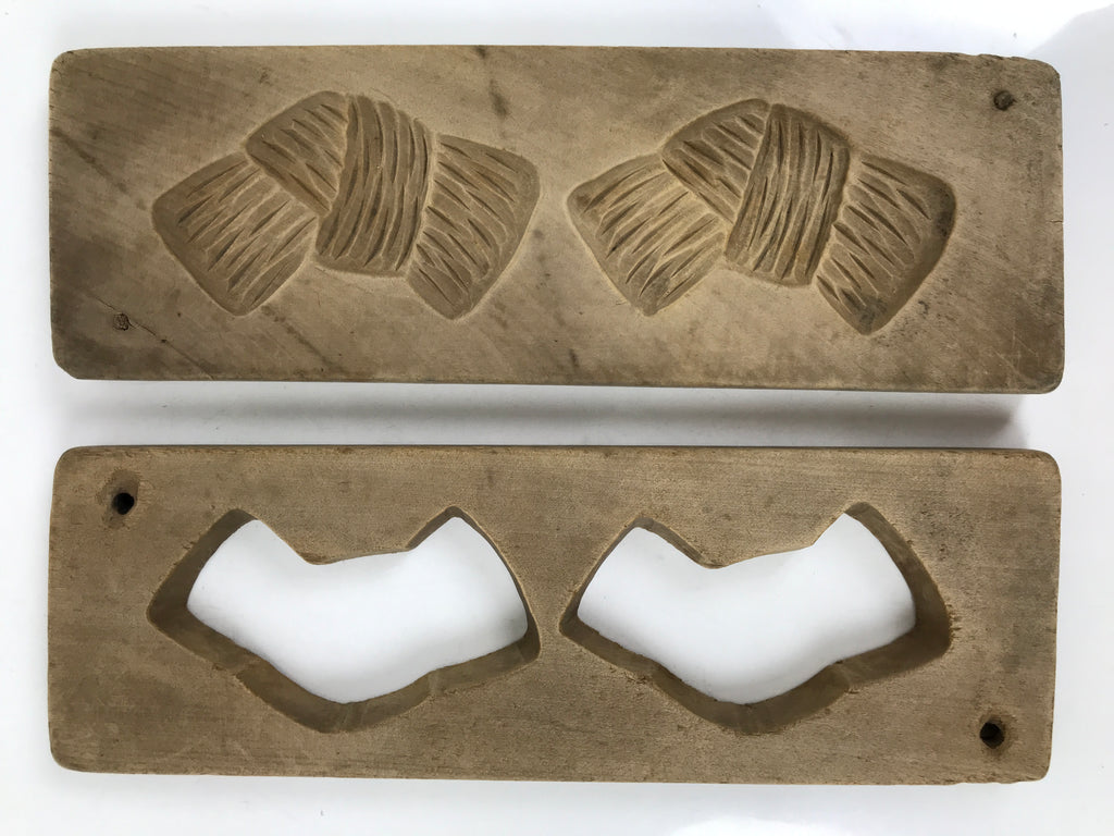 Japanese Wooden Carved Kashigata Cake Mold Sweet Wagashi Tied Kombu Kelp Kg699