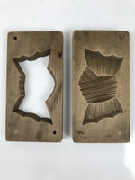 Japanese Wooden Carved Kashigata Cake Mold Sweet Wagashi Tied Kombu Kelp Kg721